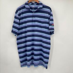 Peter Millar Men's Striped Quarter Button Polo Shirt Blue & Purple Size L